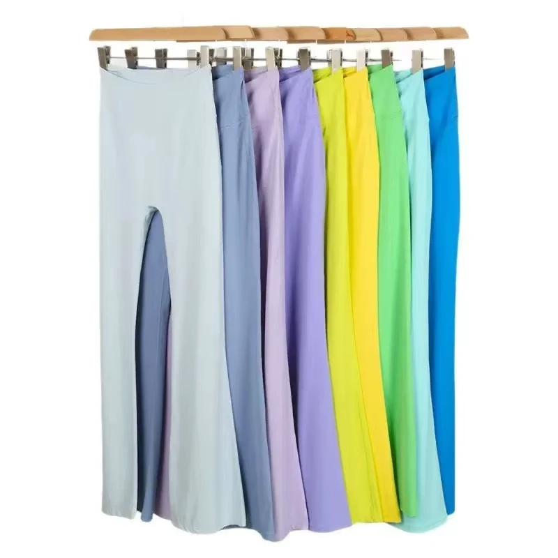 High Waist Solid Quick-Drying Women's Yoga Pants Four-Way Stretch Breathable Fitness Sports Micro-Stretch Wide Leg Leggings
