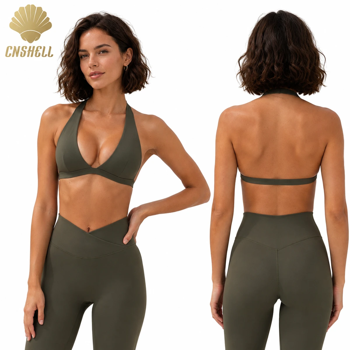 Trend 2026 Breathable Halter Deep V Neck Yoga Top With Removable Pads For Gym Fitness And Beach Wear Sports Bra