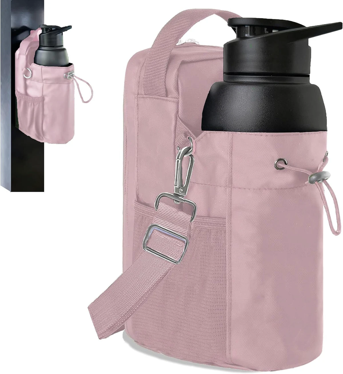 Magnetic Fitness Bag Shoulder Strap Mobile Phone Bag Fitness Essentials Magnetic Water Bottle Bag Pink.