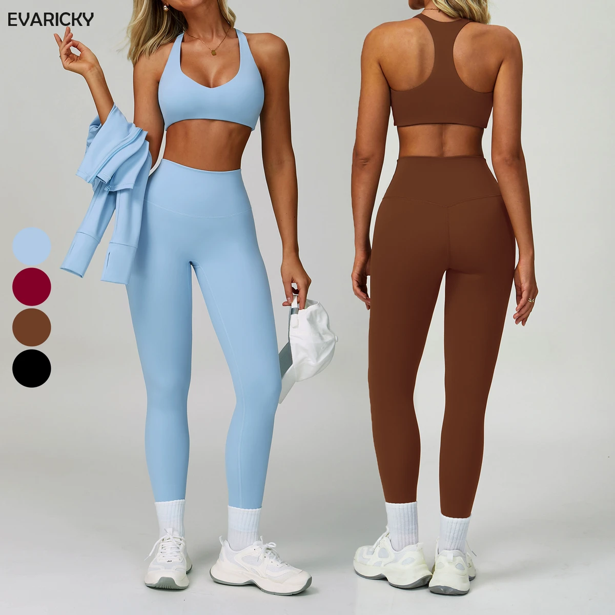 High Elastic Sports Bra Yoga Suit Fitness Women Breathable Two Pieces Gym Outdoor Sportswear Workout Yoga Leggings Sets