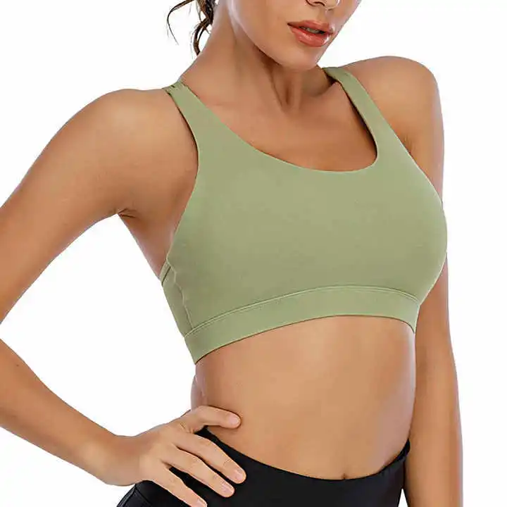 Women's Plus Size Breathable Simple Style Sports Bra with Front Custom Logo Medium Support for Yoga Fitness