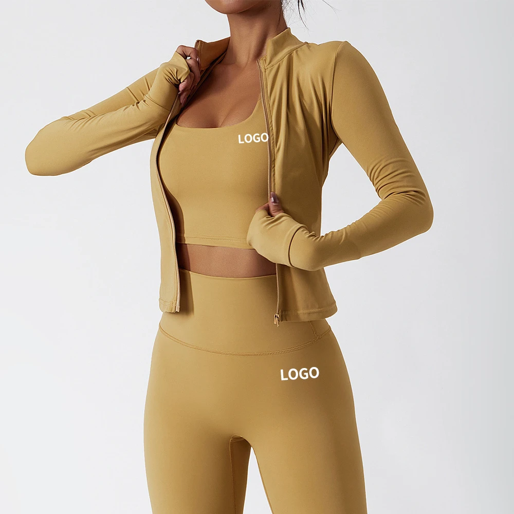 Workout Set Women Sport Active Wear Gym Fitness Yoga With Jacket Gym Clothing for Women Sportswear Top Quality