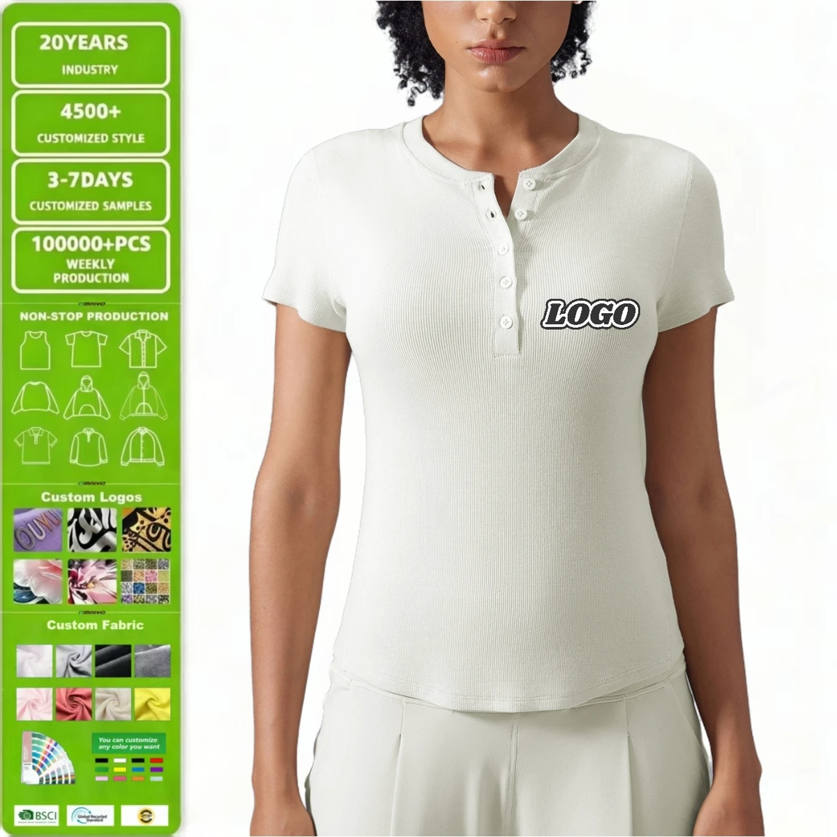 Breathable Women's Mandarin Collar Polo Shirt Modal Sports Top Fitness & Yoga Wear Wholesale Short Sleeve Custom T-shirts Lady