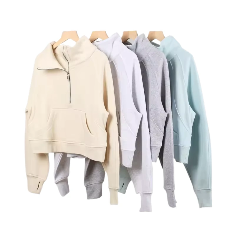 Women's Fashion Winter Sportswear Loose Half-Zip with Stand-Up Collar Yoga Top