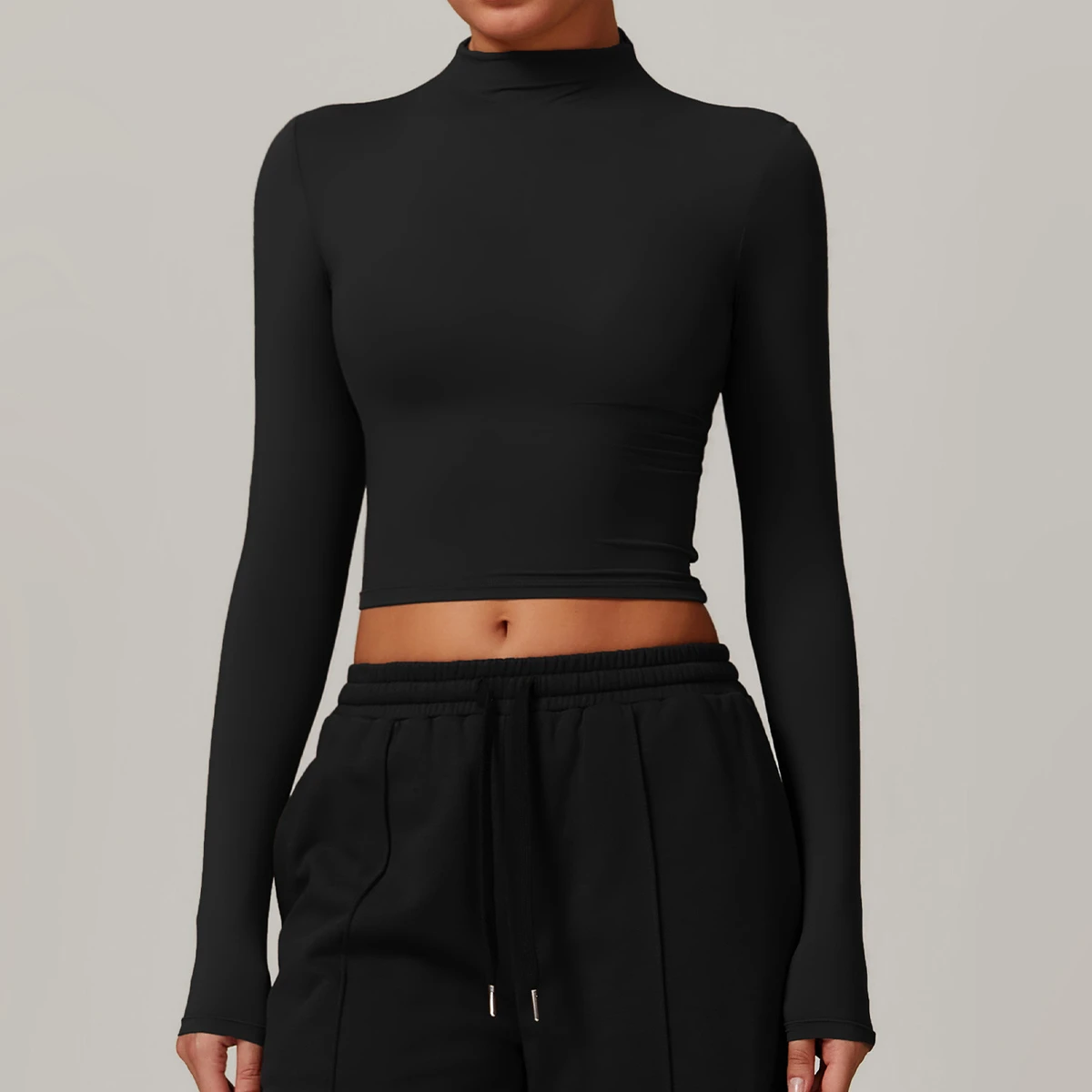 Women's Basic Mock Neck Slim Fitted Long Sleeve Pullovers Yoga Tops with Comfortable Fit and Stylish Design