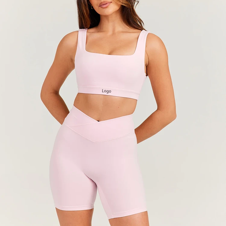 OEM Custom Logo Comfortable Skin Friendly High Elastic Shaping Support Square Neck Open Back Women Sports Bra with Removable Pad