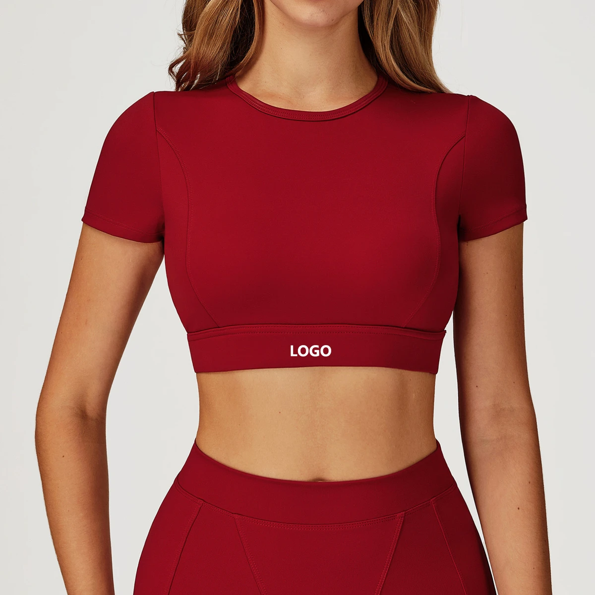 YBO-EDX4509 Women's New Shockproof Yoga Crop Top Neck Spandex/Nylon Four-Way Stretch Quick Dry Breathable Pilates Gym Fitness