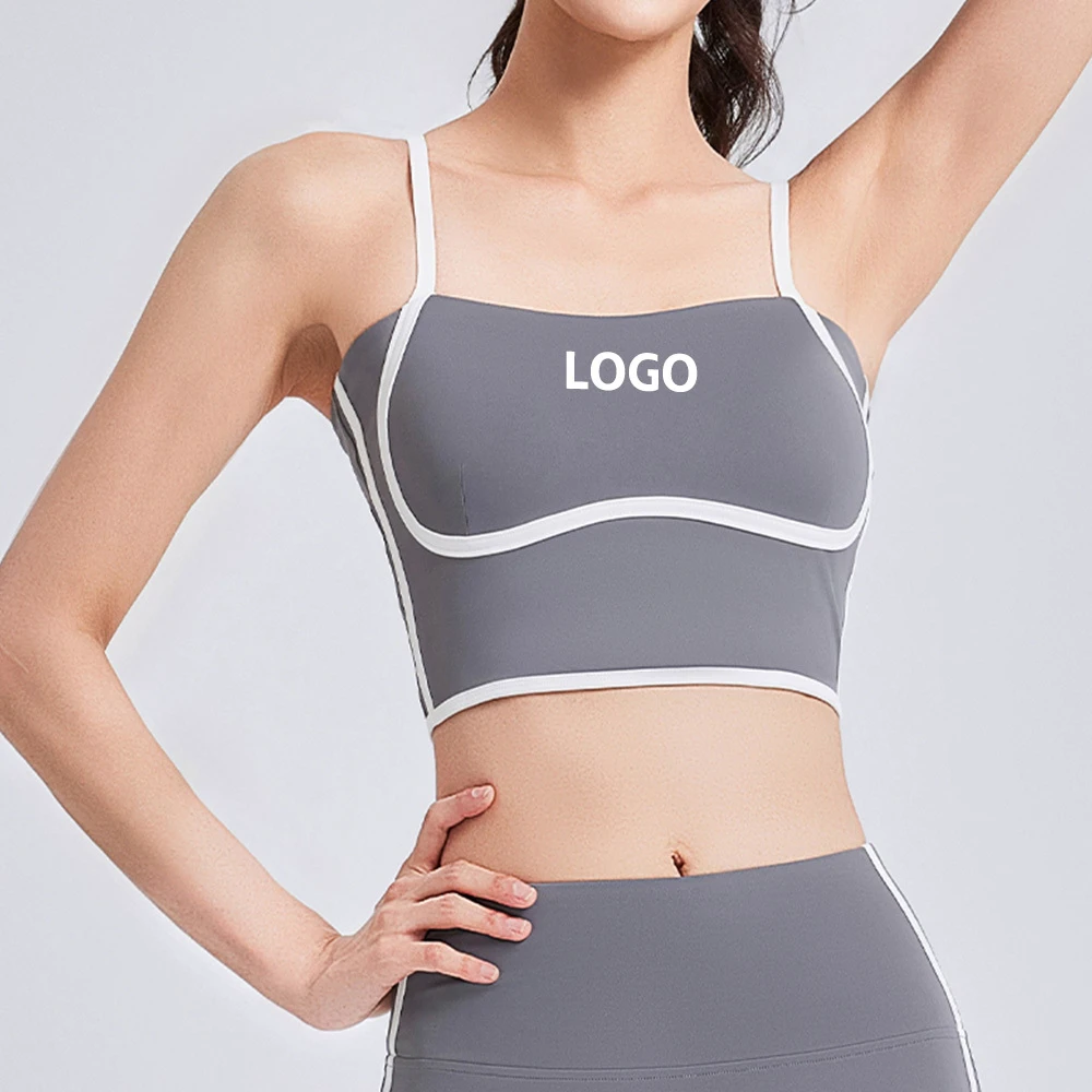OEM Wholesale Athletic Workout Women's High Impact Sports Bra with Removable Pads Adjustable Straps Moisture Wicking Yoga Tops