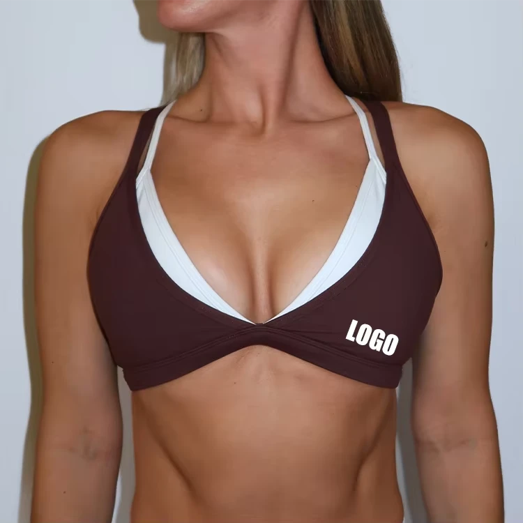 OEM Custom Color Blocking Quick Dry Workout Fitness High Impact Breathable Fitness Gym Yoga Sports Bra for Woman