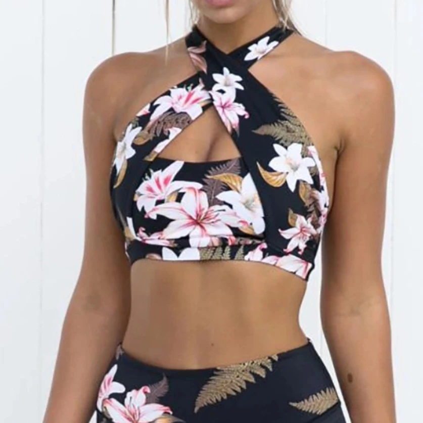 Brand Tracksuit 1 Or 2 Piece Yoga Set Floral Print Women Bra+Long Pants Sportsuite For Women Fitness Sport Suit Women Sportswear