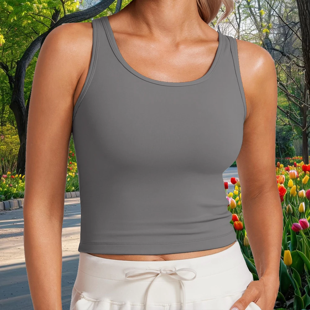 QUANRAN Removable Padded Yoga Wear Tank Tops Sleeveless Fitness Workout Crop Tops Sports Bras for Women