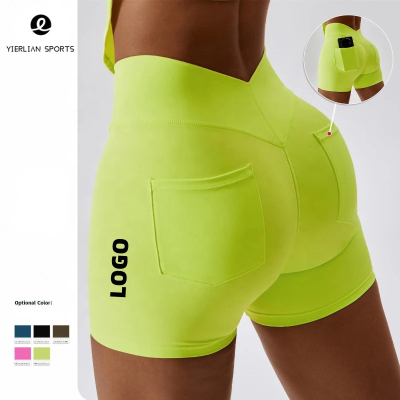 Women's Hot Plus Size High Waist Workout Fitness Casual Yoga Shorts With Butt Scrunch and Back Phone Pockets