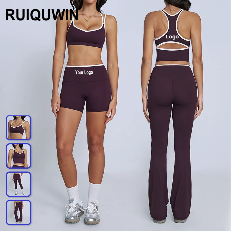 RUIQUWIN Custom Gym Wear Sports Bra High Waist Yoga Workout Set Seamless Leggings Yoga Set for Women Sport Clothes