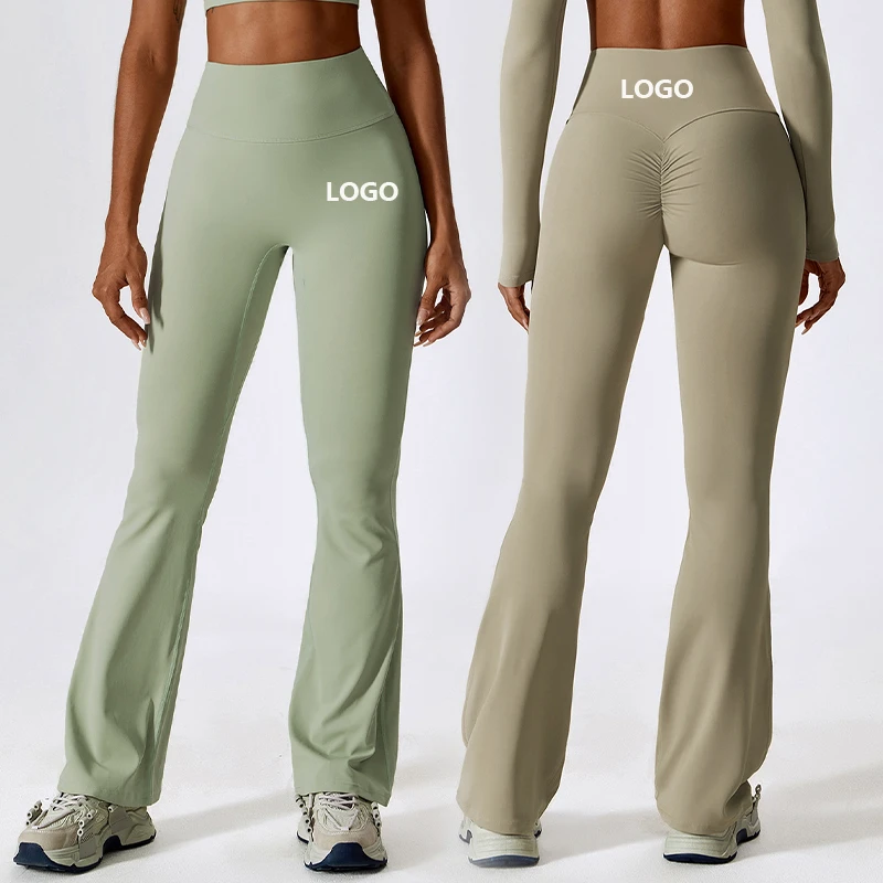 XW-CCK8232 Custom Logo Fitness Leggings Gym Set Micro-flared Pants Sustainable Workout High Waist Sports Pants Yoga Leggings
