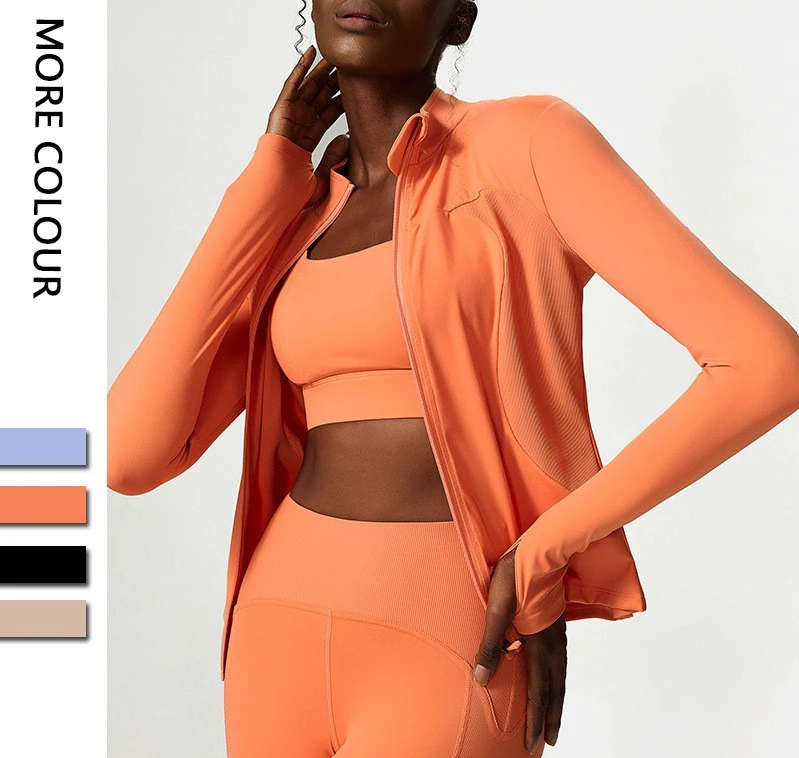 2023 New Fitness Workout Clothing Yoga Top Plus Size Sport Wear Zipper Long Sleeve Women's Jackets