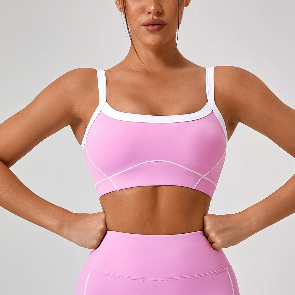 Lanyu Custom Women's Sports Bra Quick Dry Breathable Workout Tank Tops Square Neck Support Crop Yoga Top Spaghetti Plus Size