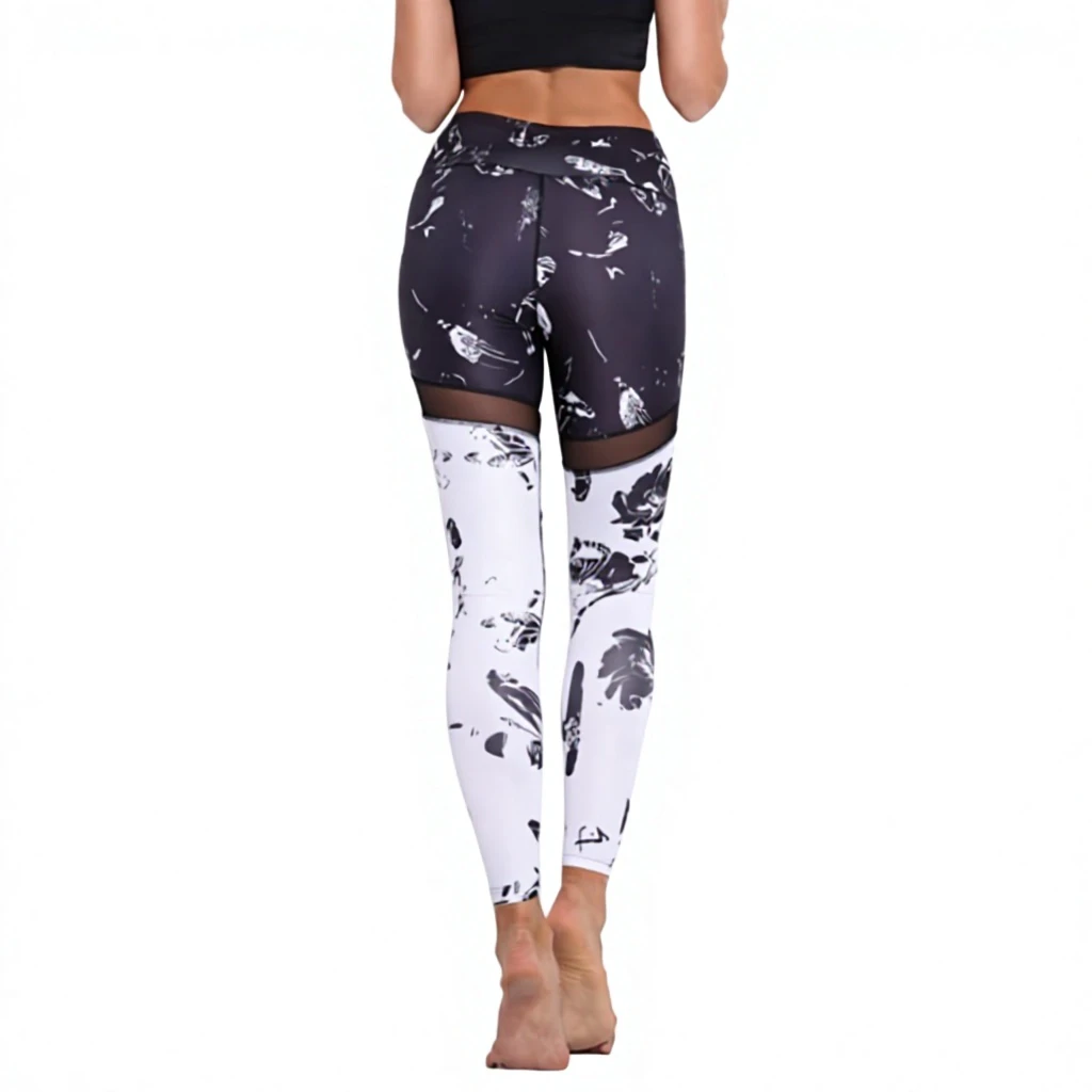 OEM High Waisted V-Shaped Women's Yoga Pants Pockets Print Pattern Spandex/Polyester Four-Way Stretch Quick Dry Custom Colors