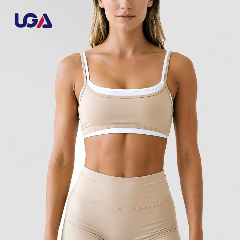 Women Breathable Contrasting Colors Blocking Four Way Stretchy Removable Pads Light Support Fitness Yoga Sports Bra