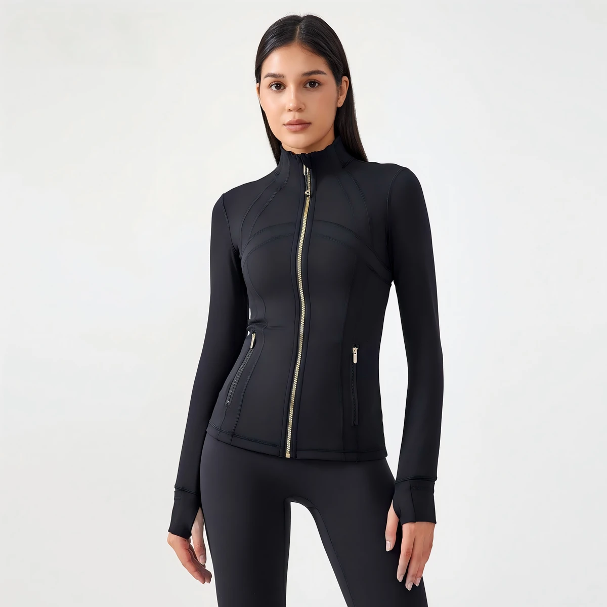 Women's High Quality Full-length Zipper Closure Popular Long Sleeve Yoga Set for Gym Pilates Training