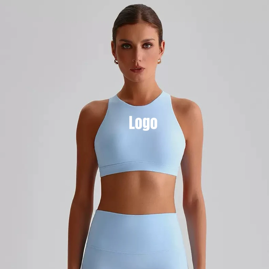 Women's Cross Back Sports Bra Halter Neck Workout Crop Tank Tops with Removable Pads