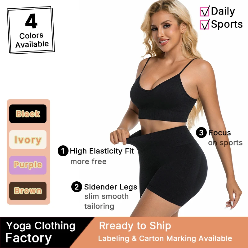 High Elasticity Seamless Ribbed Sports Bra Comfort Padded Wireless Yoga Top for Women Gym Fitness Workout