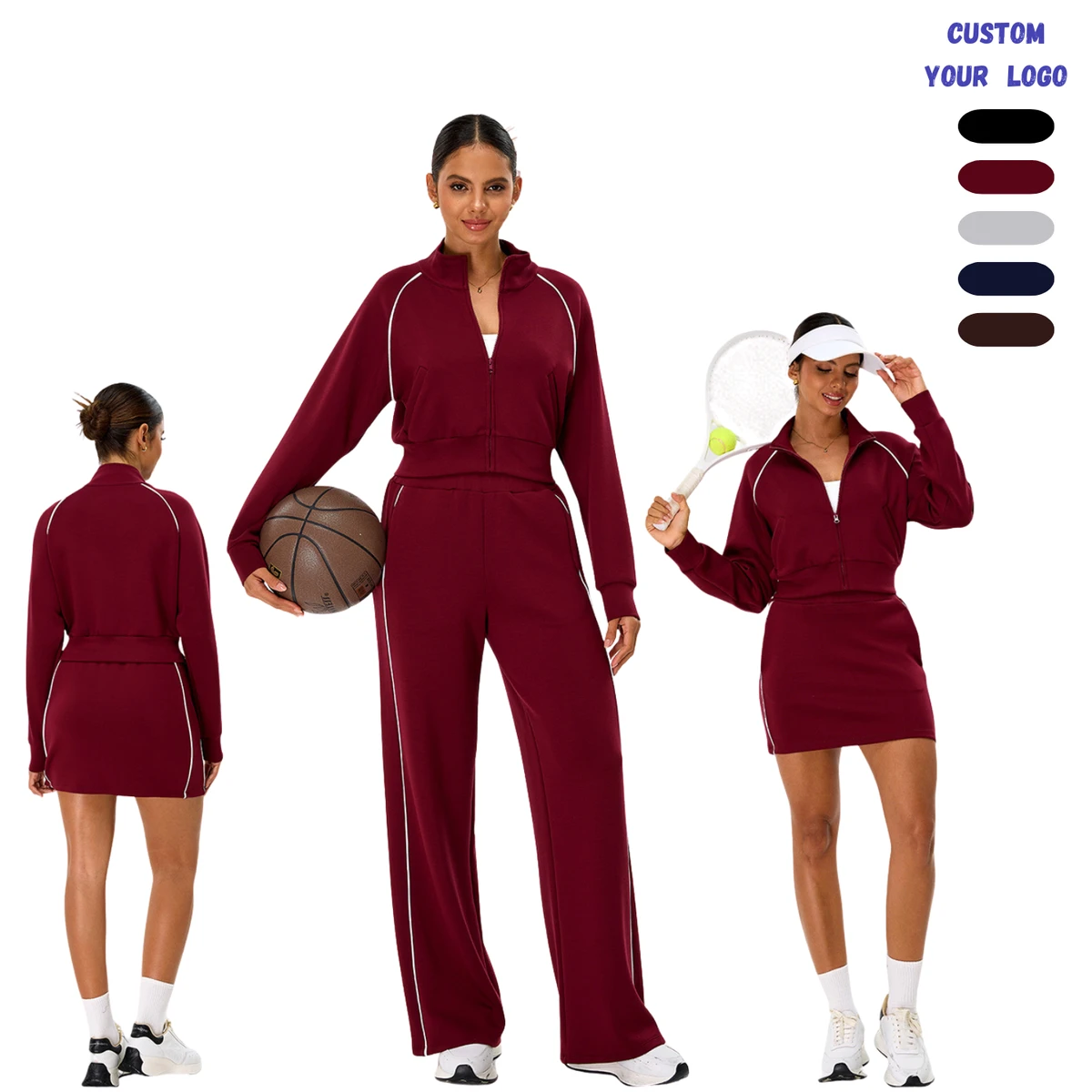 Women Color Block Yoga Set Zip up Slim Fit Activewear with Side Pockets High Stretch Workout Gym Running Sportswear Set