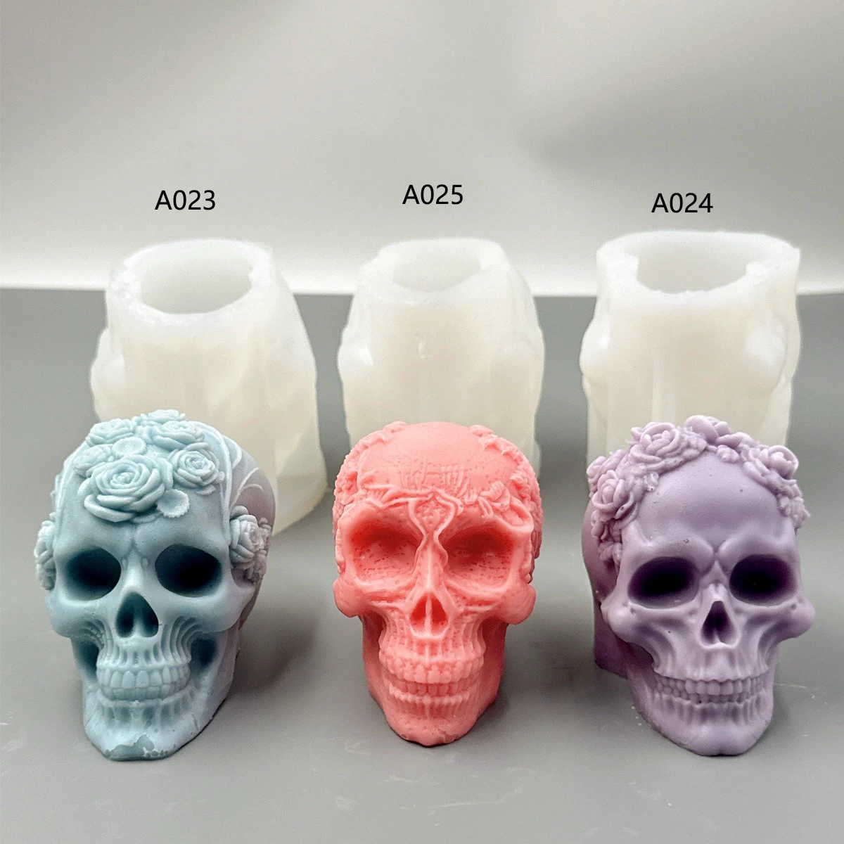Wholesale Rose Skull Aromatherapy Candle Mold Halloween Decoration Creative Design Silicone Mold