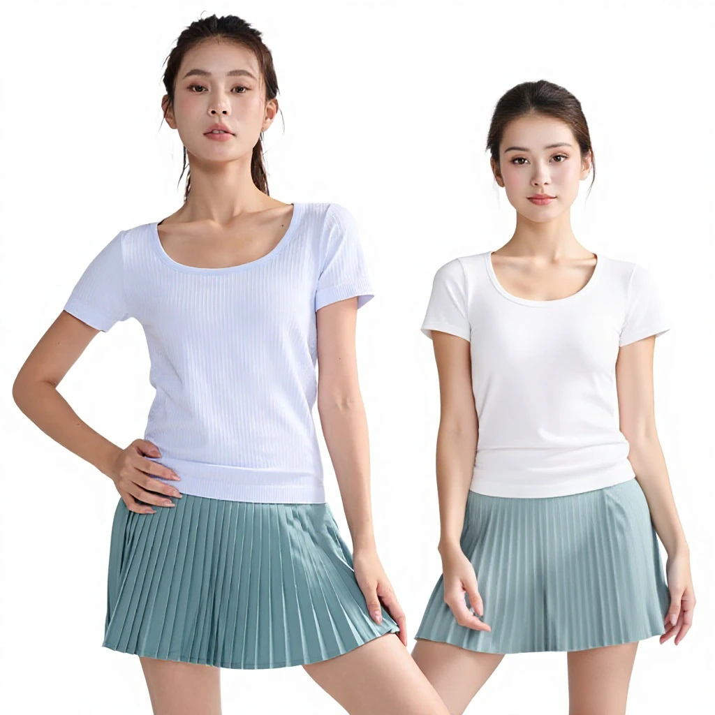 Plus Size Pilates Short-Sleeve Yoga Wear Fitness Yoga Top Women's Built-In Bra Sports Quick-Dry Spandex/Nylon T-Shirt