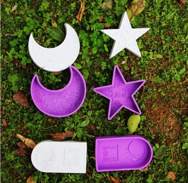 YS Art Moon Star Candle Molds DIY Silicone Eco-Friendly Purple for Eid Mubarak Ramadan Room Decoration
