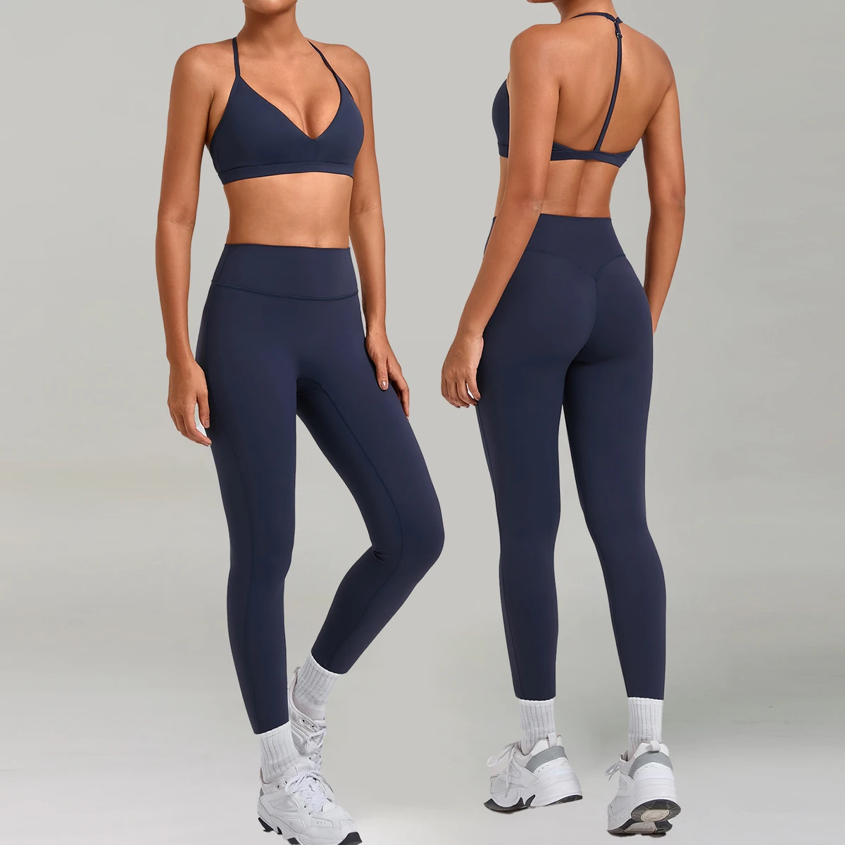 New Arrival Comfortable Fitness Sexy Backless Yoga Bra Set Breathable Quick Dry Leggings Elastic Waist Woman Yoga Sets