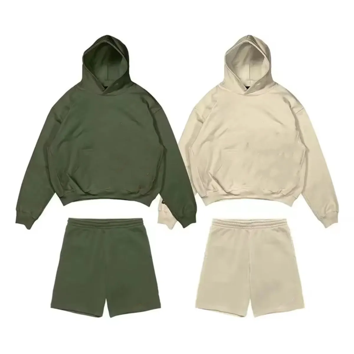 Blank Cotton Fleece Custom Hoodie Set Unisex Casual High Quality Hoodie Shorts Set for Men