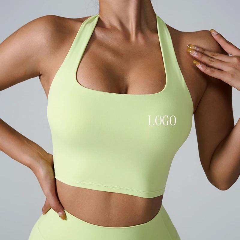 High Quality Women's Halter Neck High Intensity Beauty Back Shockproof Quick Dry Running Exercise Yoga Tops