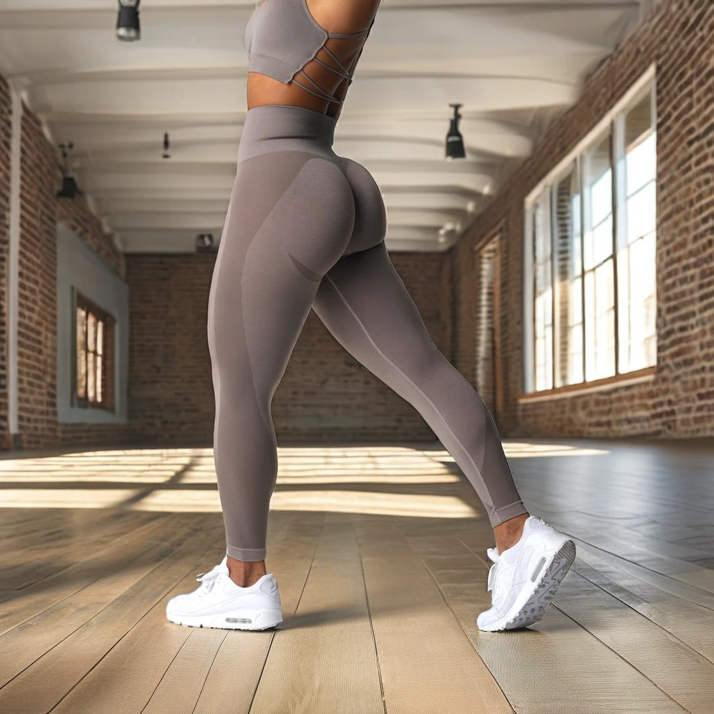 New Listing High-Waist Fitness Scrunch Legging for Women Sexy Seamless Pants Burnt Orange Spandex Material XS Size Running