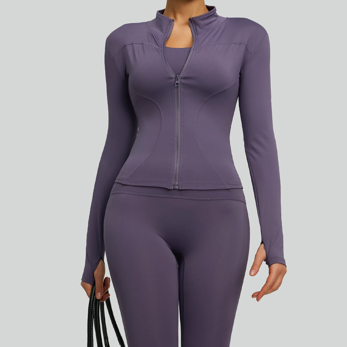Factory Hot Selling Women's Yoga Clothing Slim-fit Stand Collar Spandex/Polyester Naked Feeling Sports Jacket Top