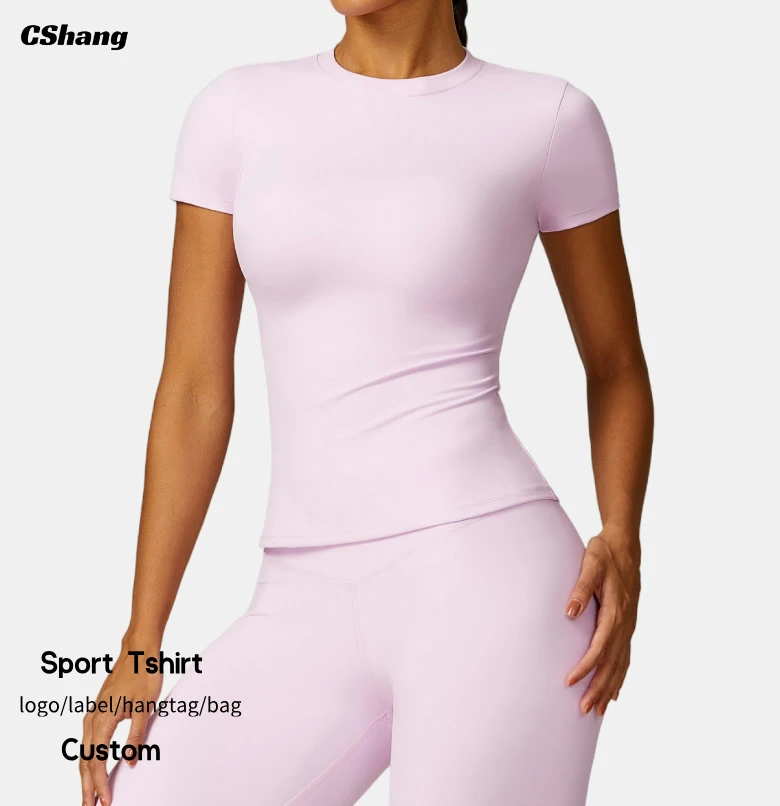 Wholesale Sportswear Breathable Quick Dry Running Shirt Custom Gym T Shirt Short Sleeve Sports Tops for Women Yoga Top
