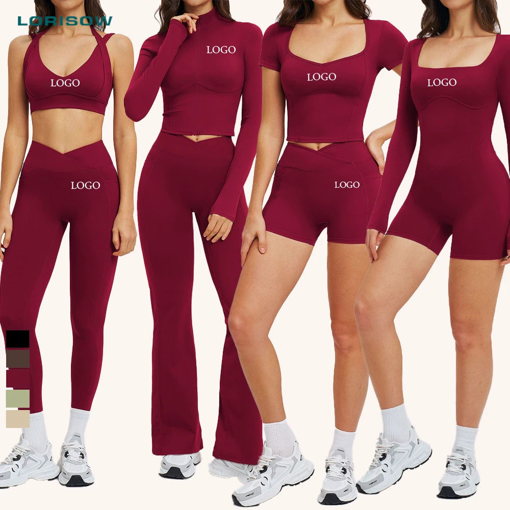 LORISOW Wholesale High Quality Gym Clothing Long Sleeve Jacket Activewear High Waist Pants Workout Women Yoga Wear Set
