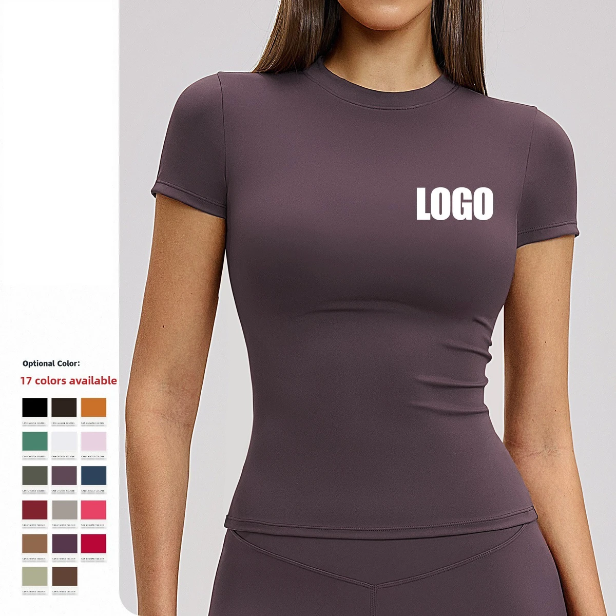 High Quality Sexy Women's Quick-dry Yoga T Shirt Custom logo Spandex Nylon Tight-fitting Outdoor Use Sports Breathable Yoga Top