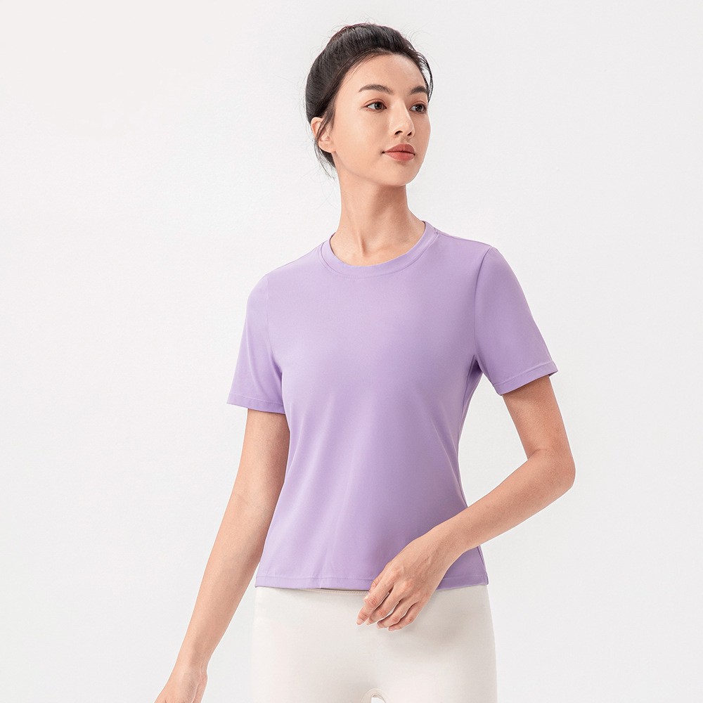 Women's Casual Short Sleeve Quick Drying Breathable Custom Logo Fitness Top Yoga Gym Workout Active Wear Cooling Feel