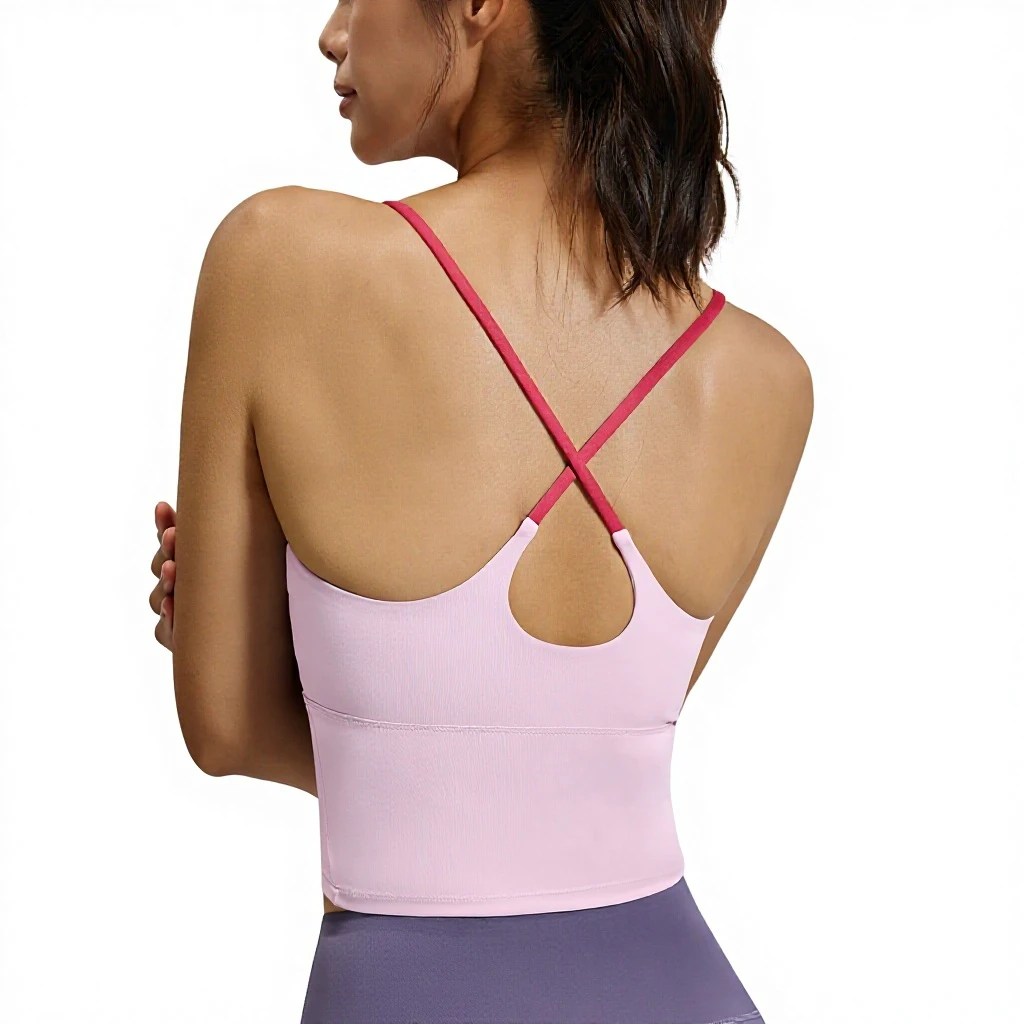 Mesh Back Cross Sports Bra Breathable Medium Support Spandex/Polyester Yoga Fitness Underwear for Women