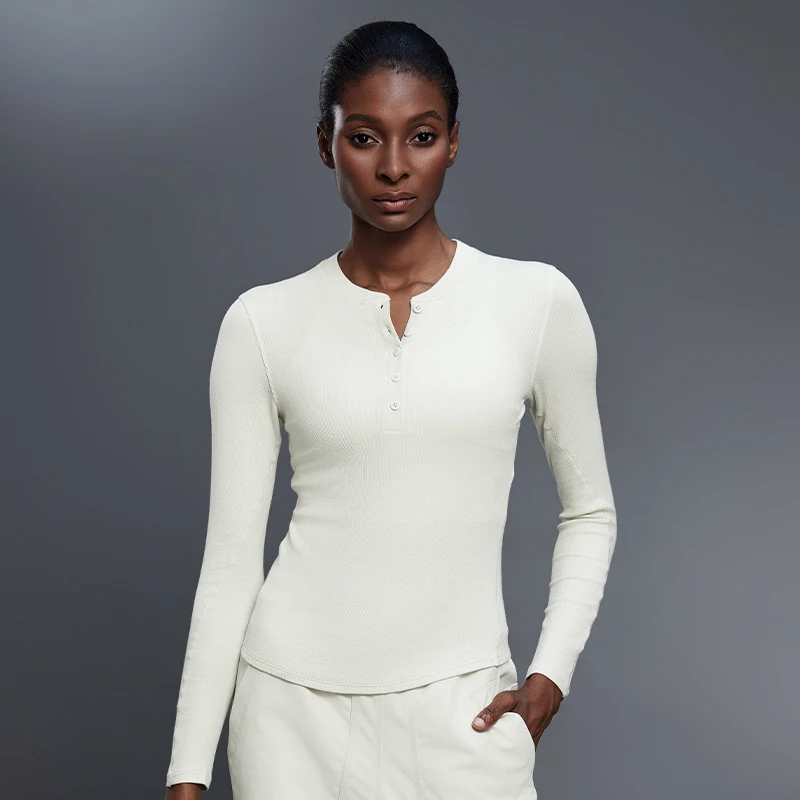 Womens Long Sleeve Fitted Modal Spandex Workout Top Seamless Four Way Stretch Sweat Wicking Breathable Quick Dry Half Zip Tee