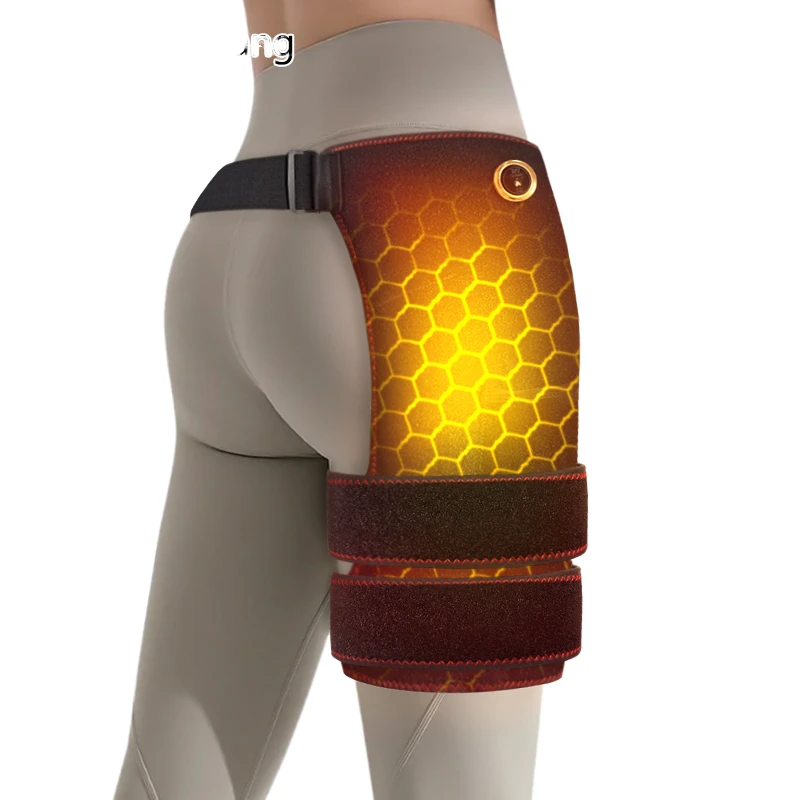 Cordless Heated Hip Support Brace Massager Sciatica Pain Relief Lower Back Therapy Hip Heating Pad Physical Healing Black Custom