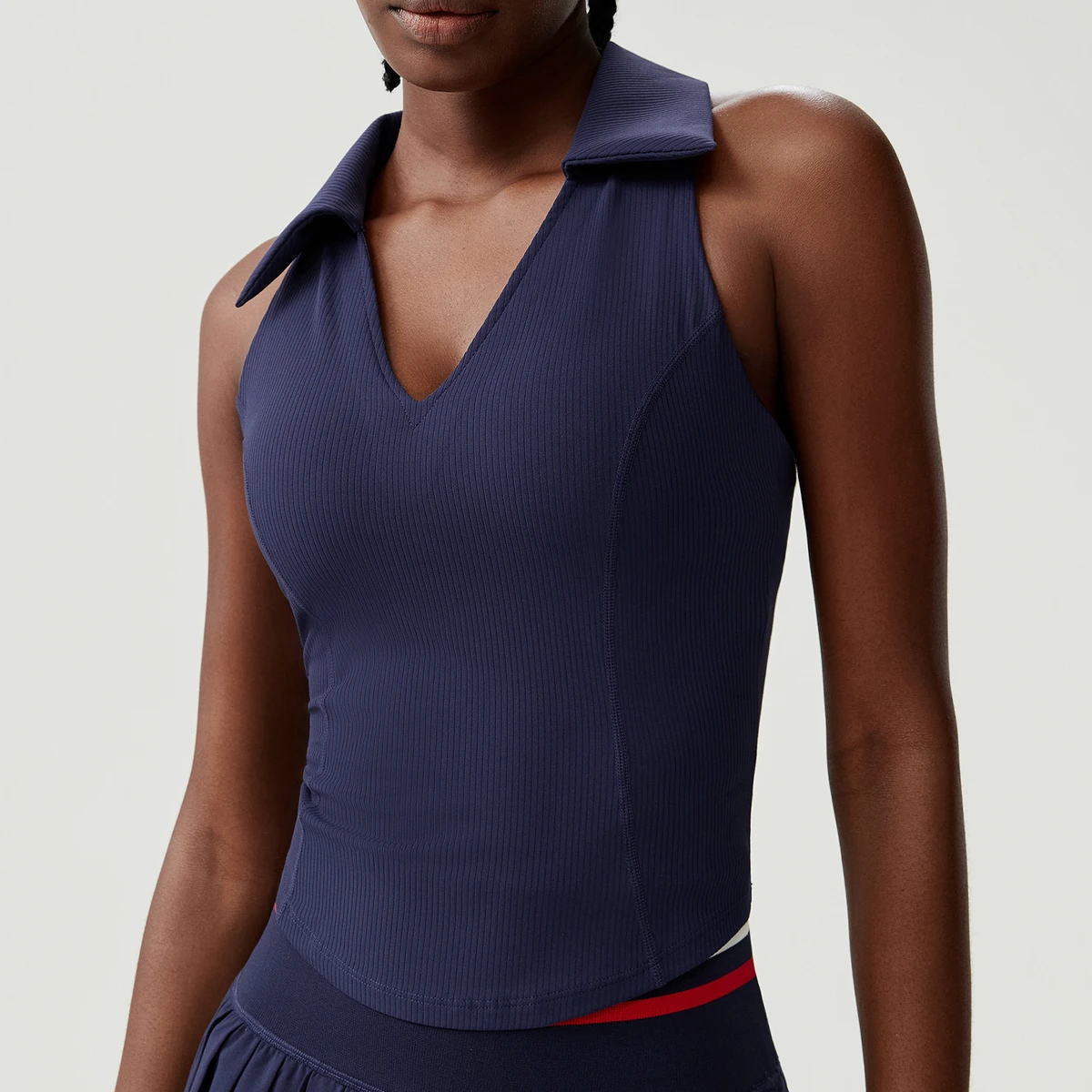 Women's Breathable Lightweight V-Neck Crop Fitness Tank Top Quick-Dry Stretchy Workout Running Yoga Top with Front Logo