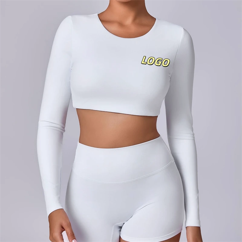 Autumn Winter Long Sleeve Sport Yoga Crop Tops Gym Pilates Running Fitness Clothes Tops