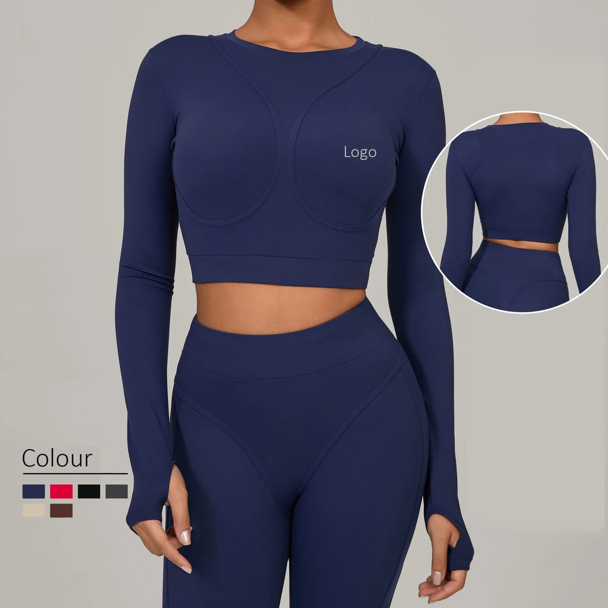 Custom Winter Skinny Fit Crew Neck Spandex/Nylon Lightweight High Impact Sports Fitness Wear Breathable Quick-Dry Long Sleeve