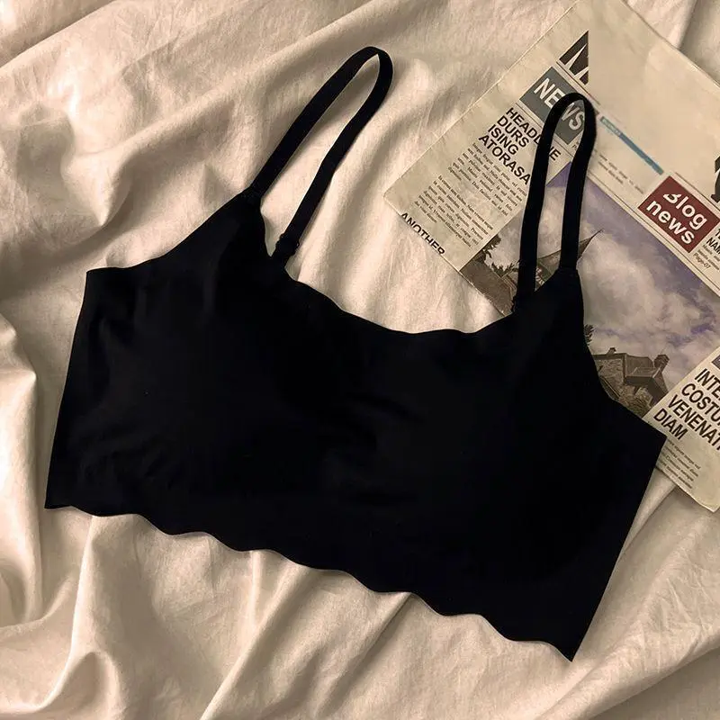 Women's Invisibles Comfort Lightly Lined Seamless Wireless Triangle Bralette Bra Full Cup Sports Bra for Girls