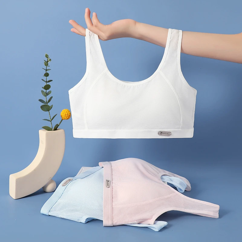 Morcoda Wholesale Girls' Cotton Sports Vest for Middle and High School Students Winter Print Shockproof Development Teen Bra