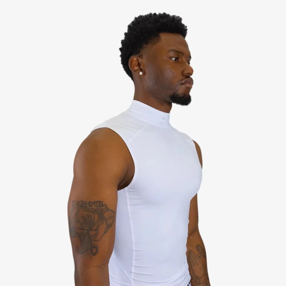 Unisex Slim-Fit Spandex/Polyester Sleeveless Tank Top Lightweight Reversible Yoga Gym V-Neck Jogging Wear