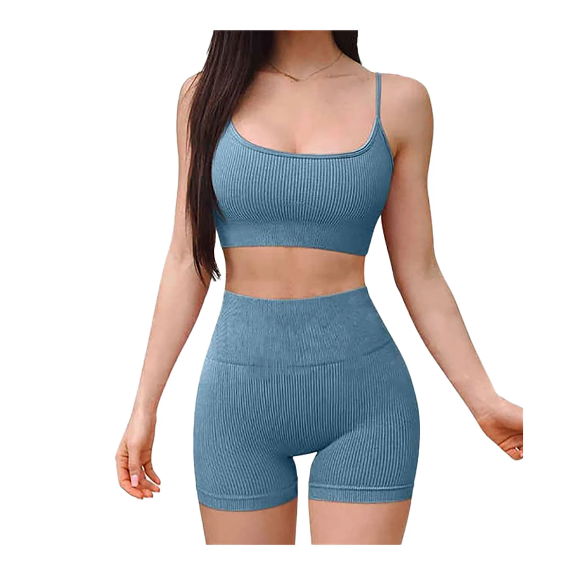 Wholesale 2 Piece Workout Sets for Women Sports Bra and Shorts Latest Design Seamless Yoga Fitness Sets