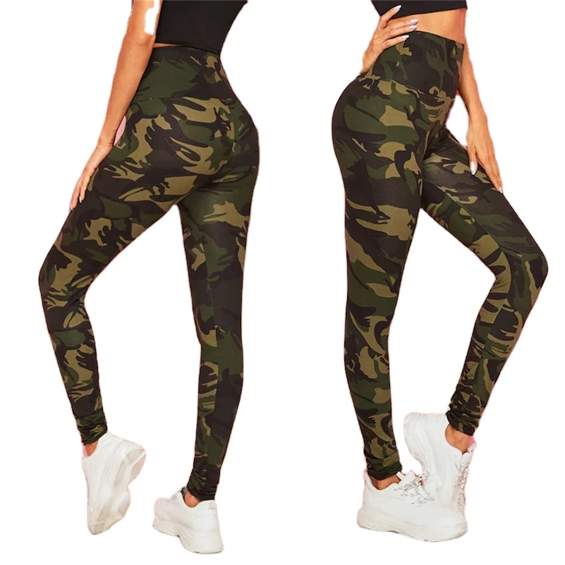Women Fitness Sports Leggings Camouflage Elastic Yoga Pants, 3D Printed Slim Quick Dry Skinny Gym Training Trousers