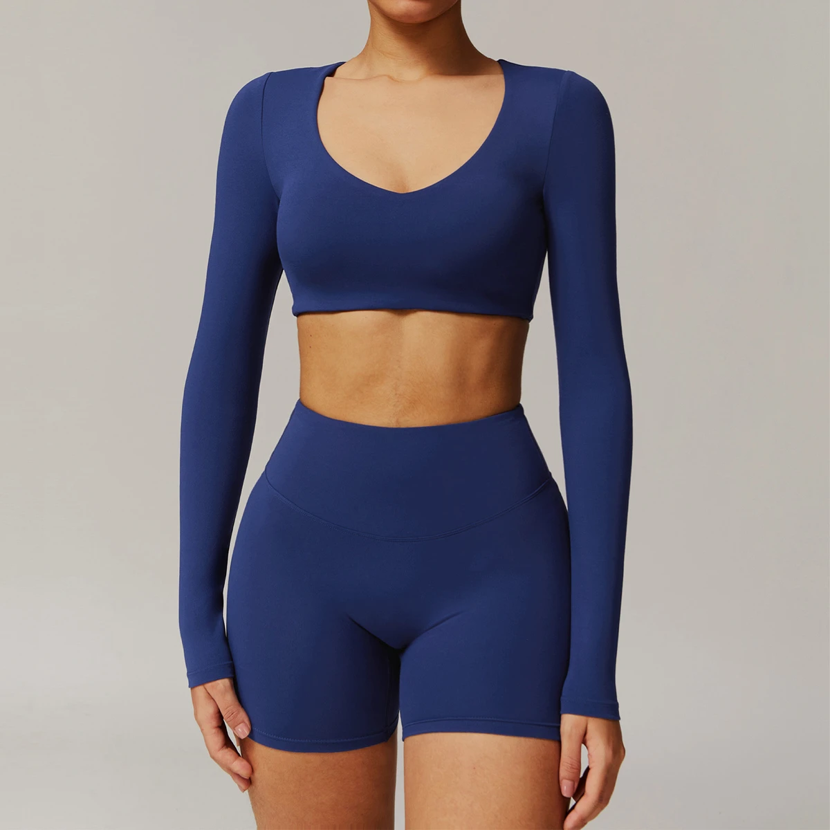 2025 Women's Breathable Fitness Sports Short Tops Long Sleeve Tight Fit Yoga Top with Built-In Padded Front Logo